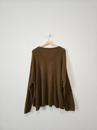 Olive Waffle Henley Sweater (XXL)