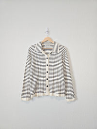 Striped Button Up Sweater (XL)