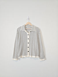 Striped Button Up Sweater (XL)