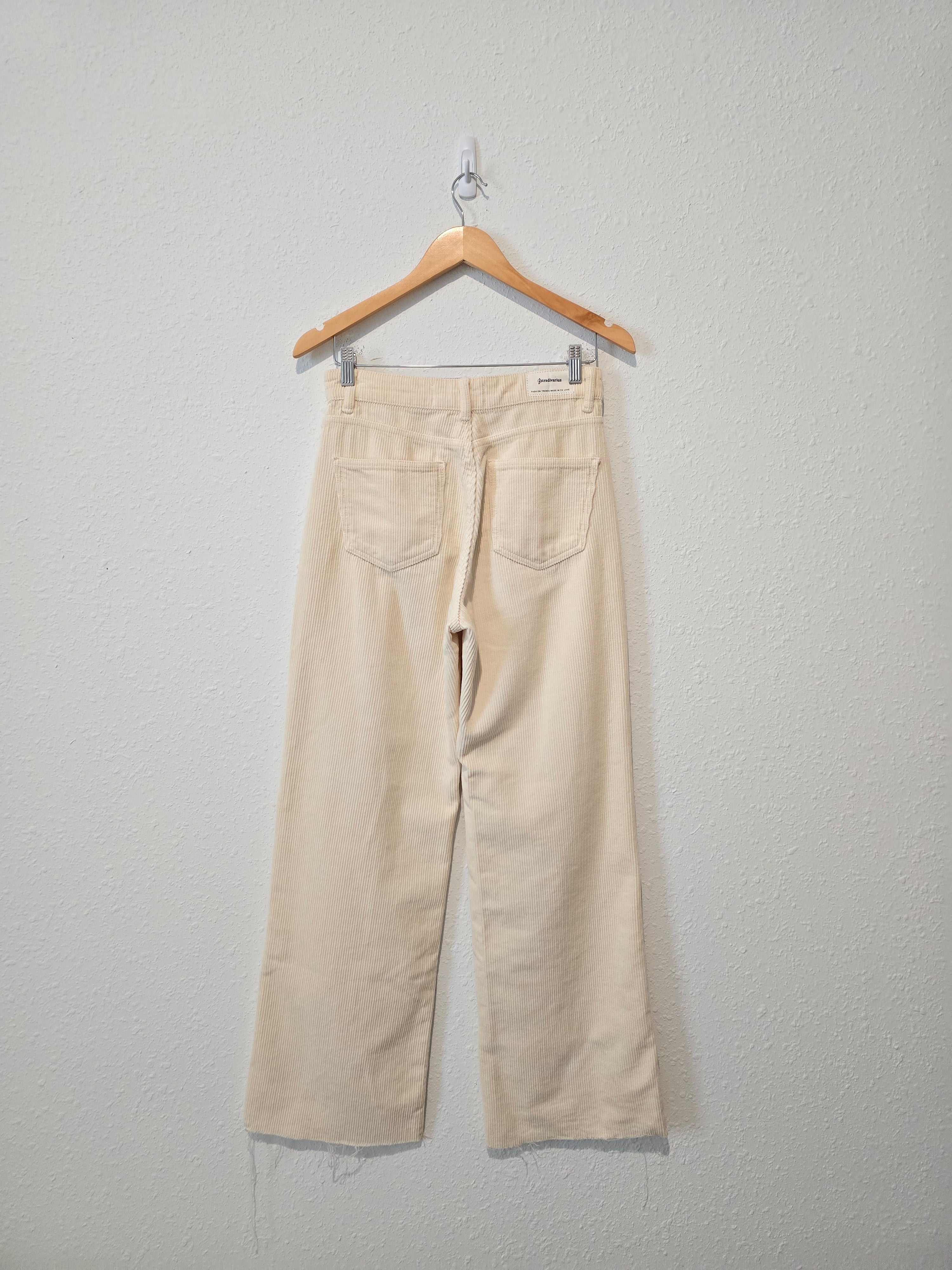 Cream Wide Leg Cord Jeans (4)