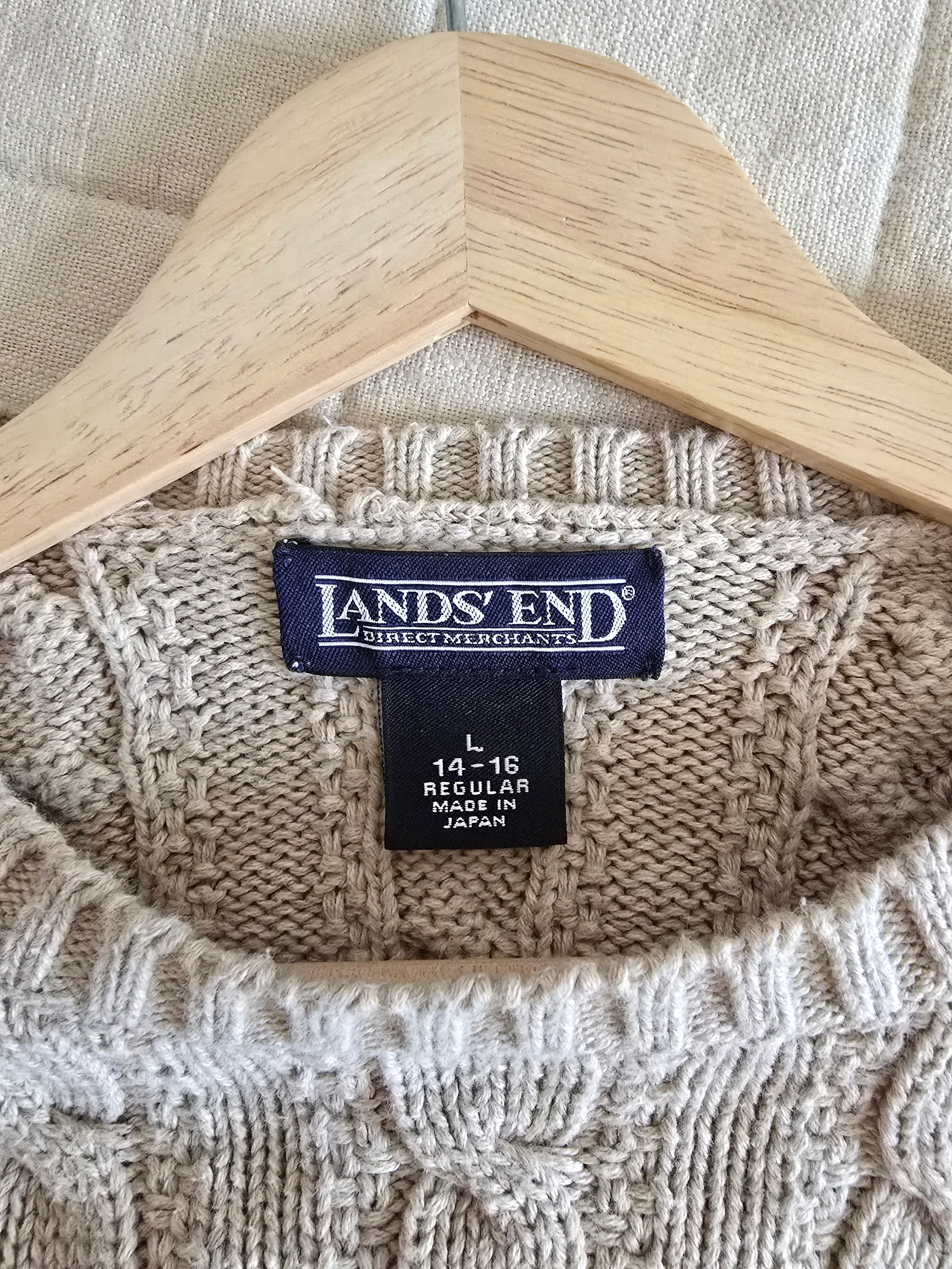 Vintage Lands End Cable Knit Sweater (L)