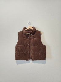 Brown Corduroy Puffer Vest (L)
