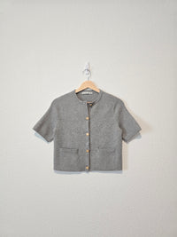 Abercrombie Gray Short Sleeve Cardigan (XXS)