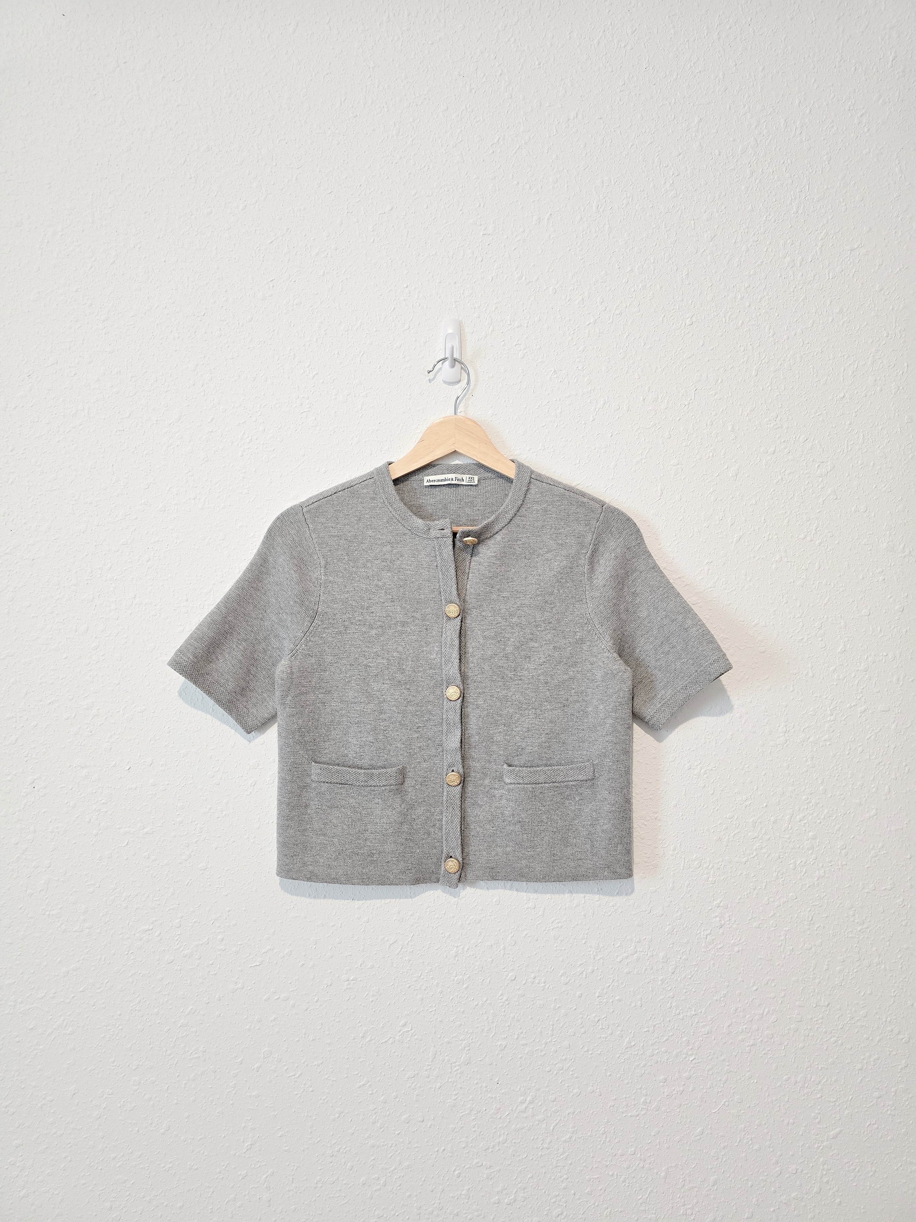 Abercrombie Gray Short Sleeve Cardigan (XXS)