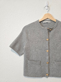 Abercrombie Gray Short Sleeve Cardigan (XXS)