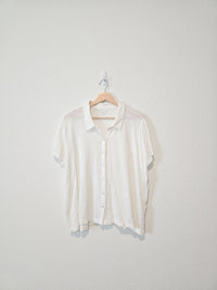 Eileen Fisher Linen Button Up Tee (L)