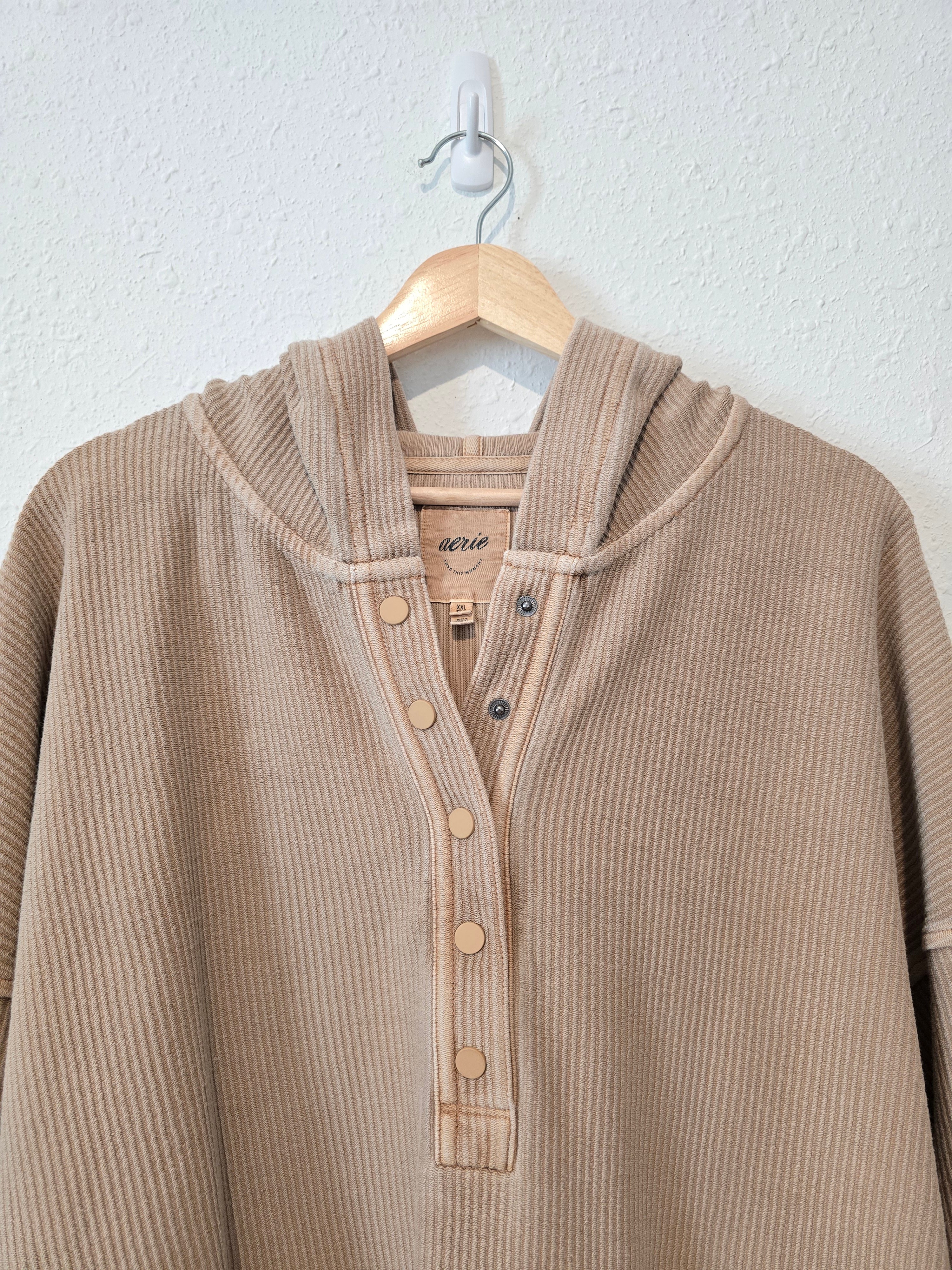 Aerie Textured Henley Sweatshirt (XXL)