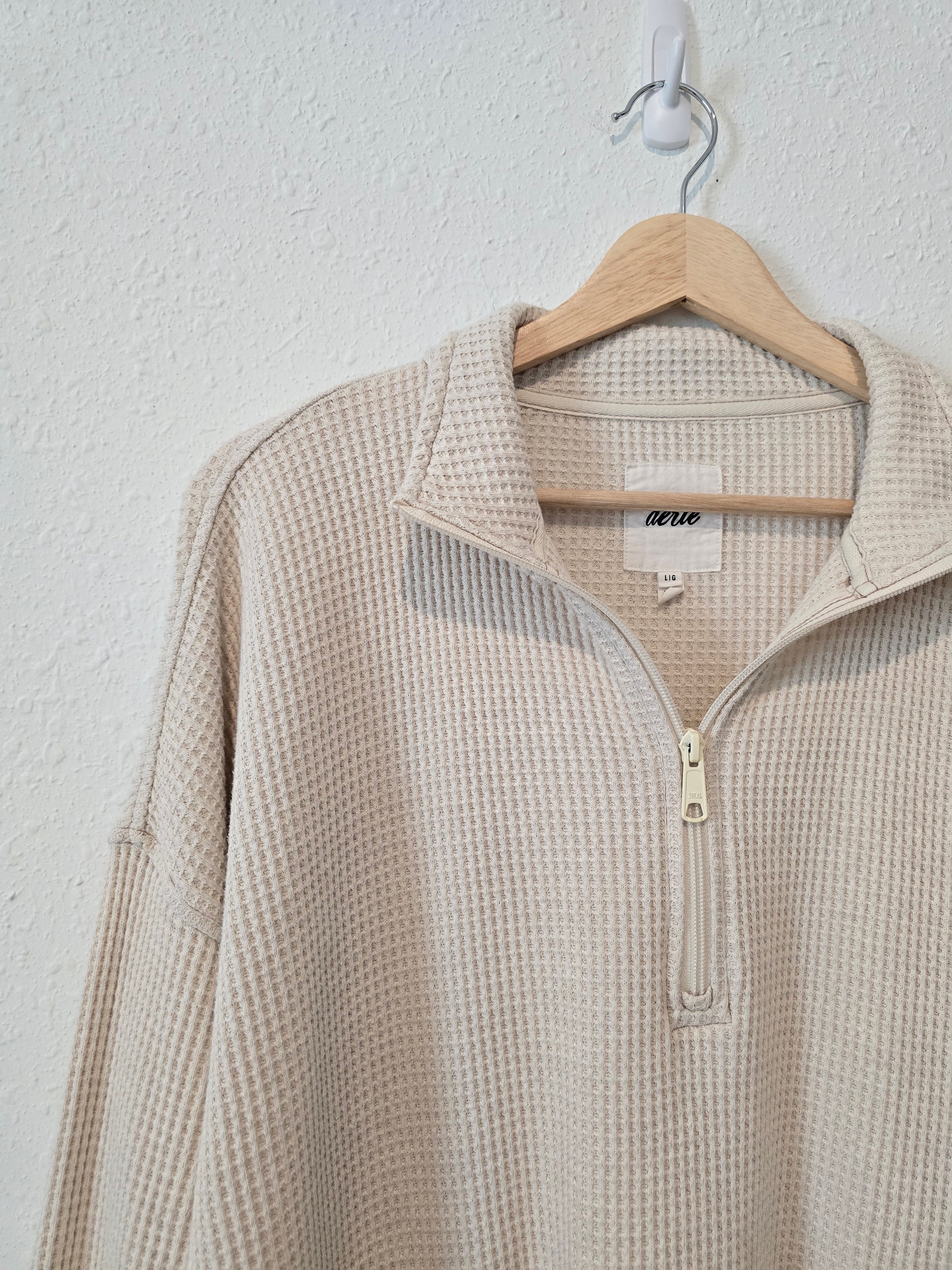 Aerie Oat Waffle Pullover (L)