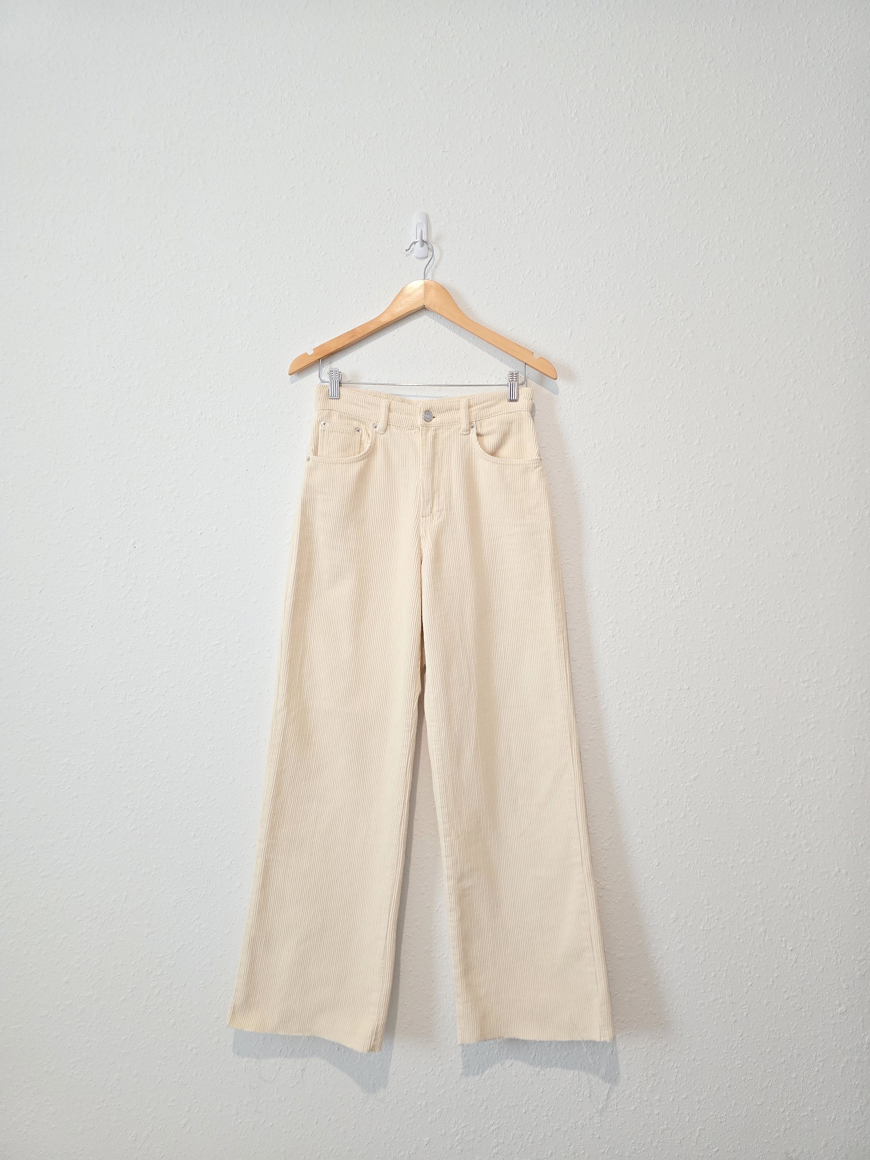 Cream Wide Leg Cord Jeans (4)