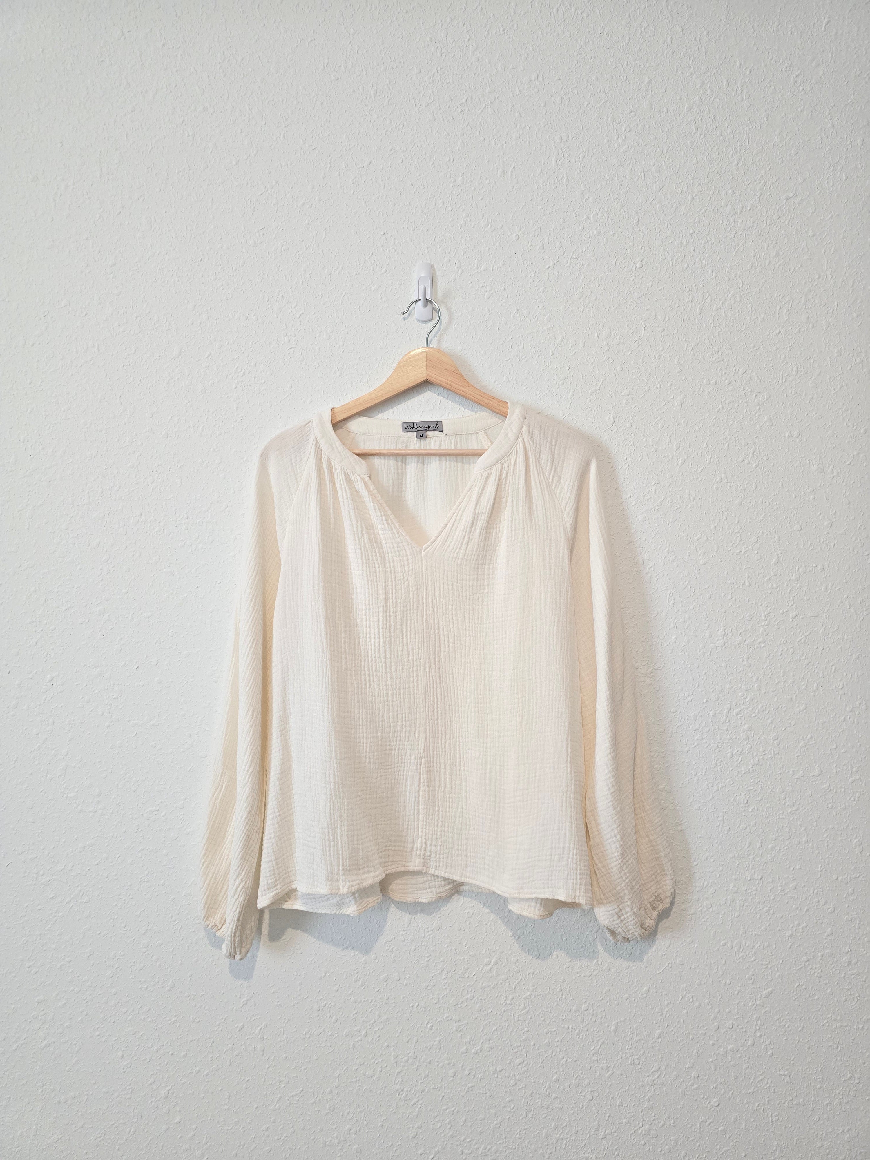 Cotton Gauze Puff Sleeve Top (M)