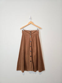 Zara Brown Cord Midi Skirt (XS)