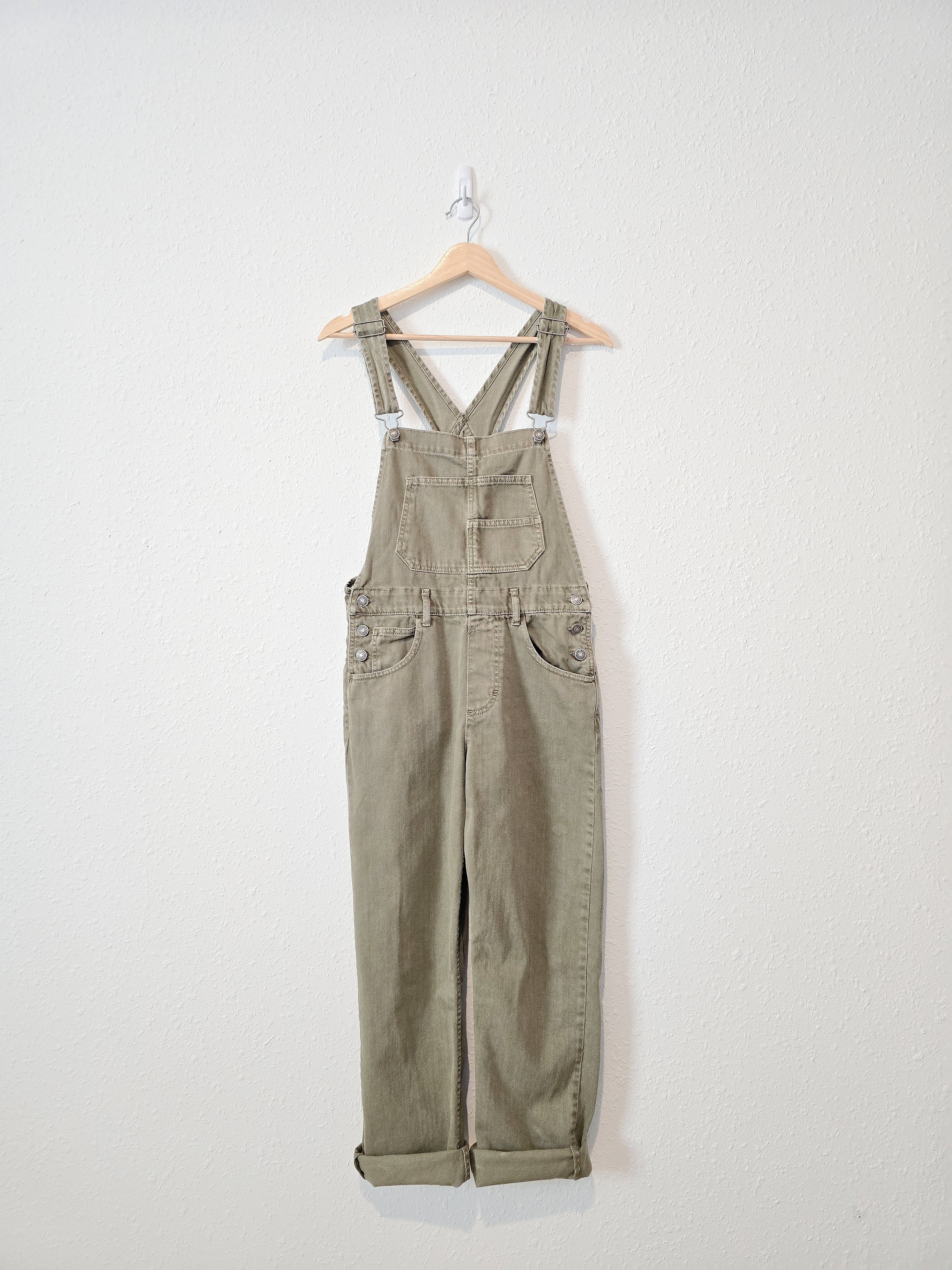 Free People Olive Ziggy Overalls (XS)