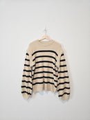 Striped Puff Sleeve Sweater (L)