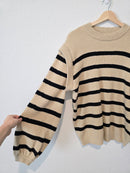 Striped Puff Sleeve Sweater (L)