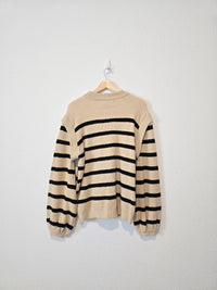 Striped Puff Sleeve Sweater (L)