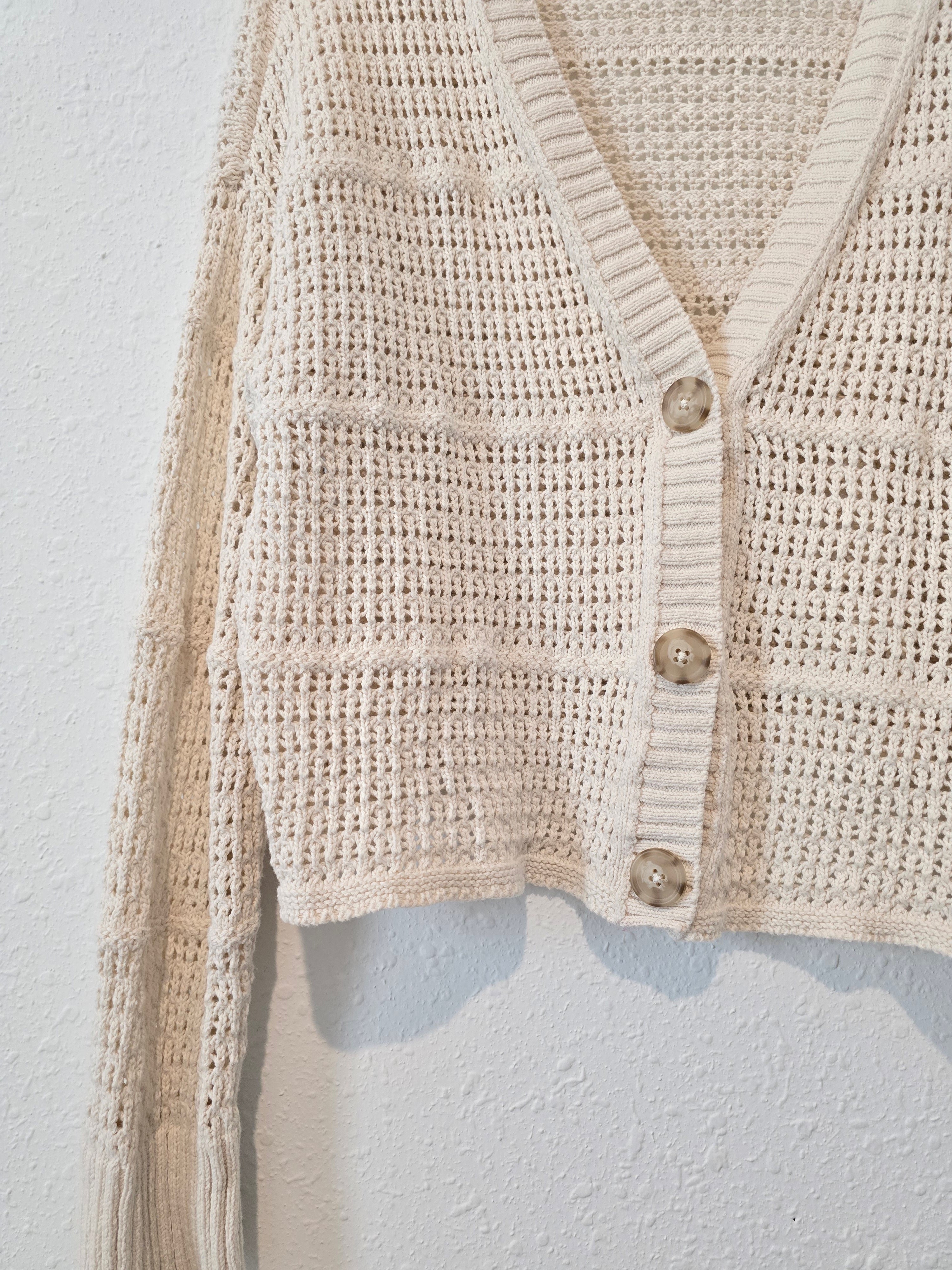 Neutral Textured Knit Sweater (L)