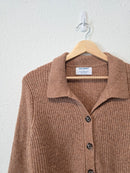 Brown Ribbed Button Up Sweater (M)