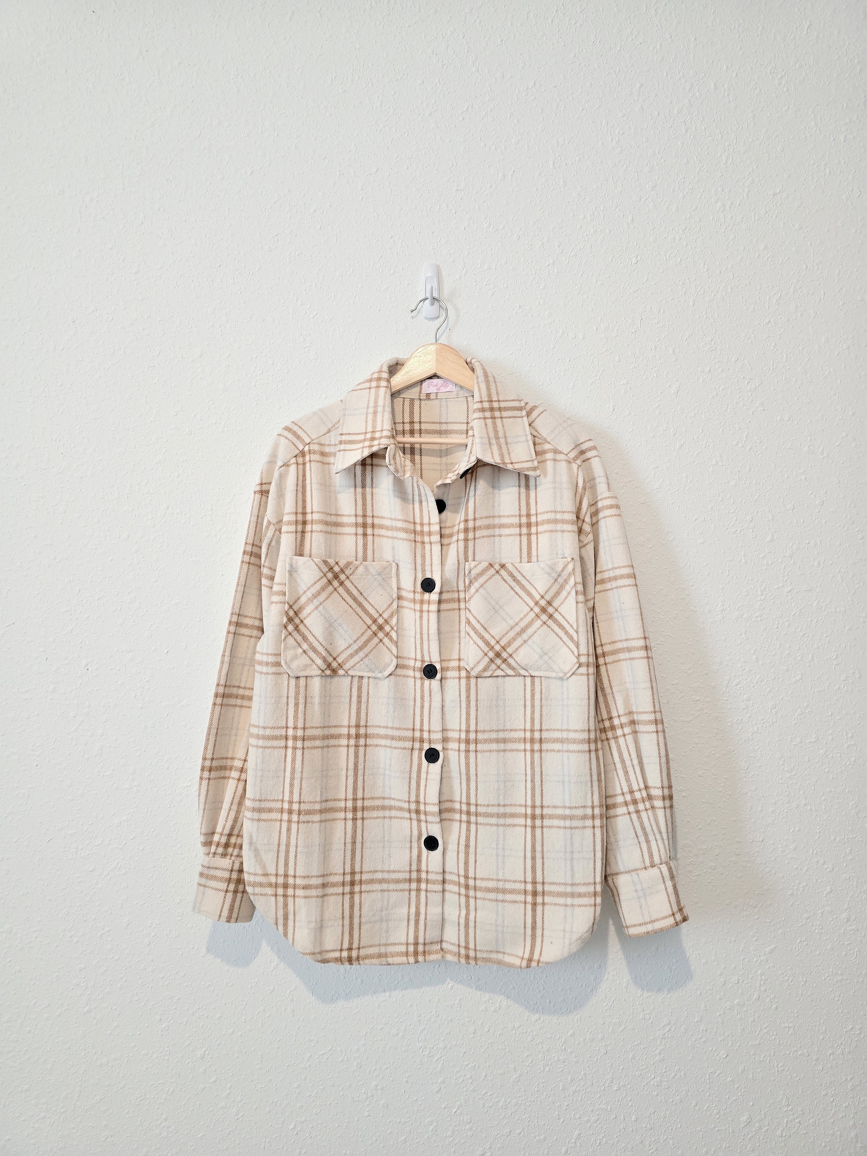 Pink Lily Oversized Plaid Shacket (M)