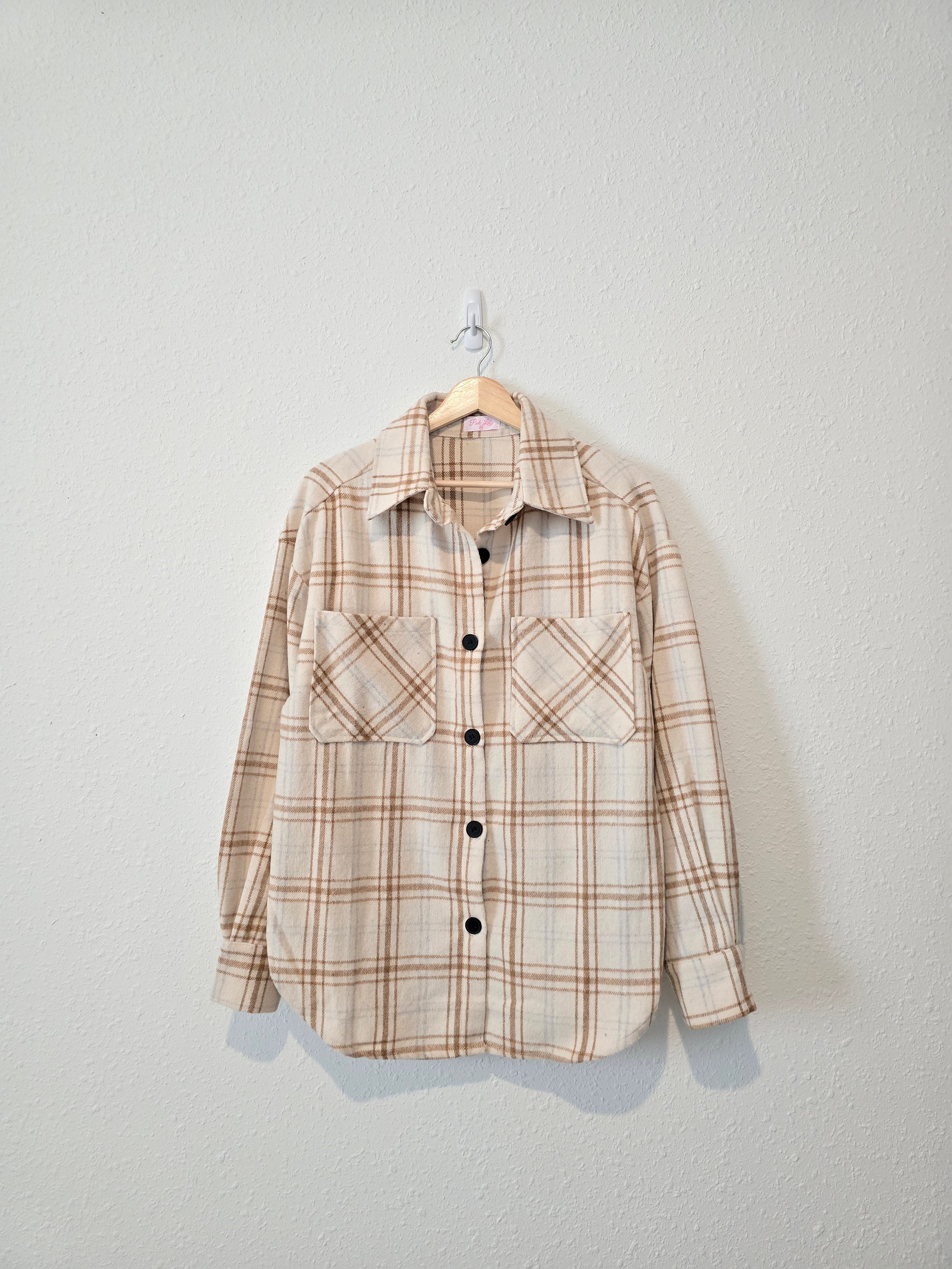 Pink Lily Oversized Plaid Shacket (M)