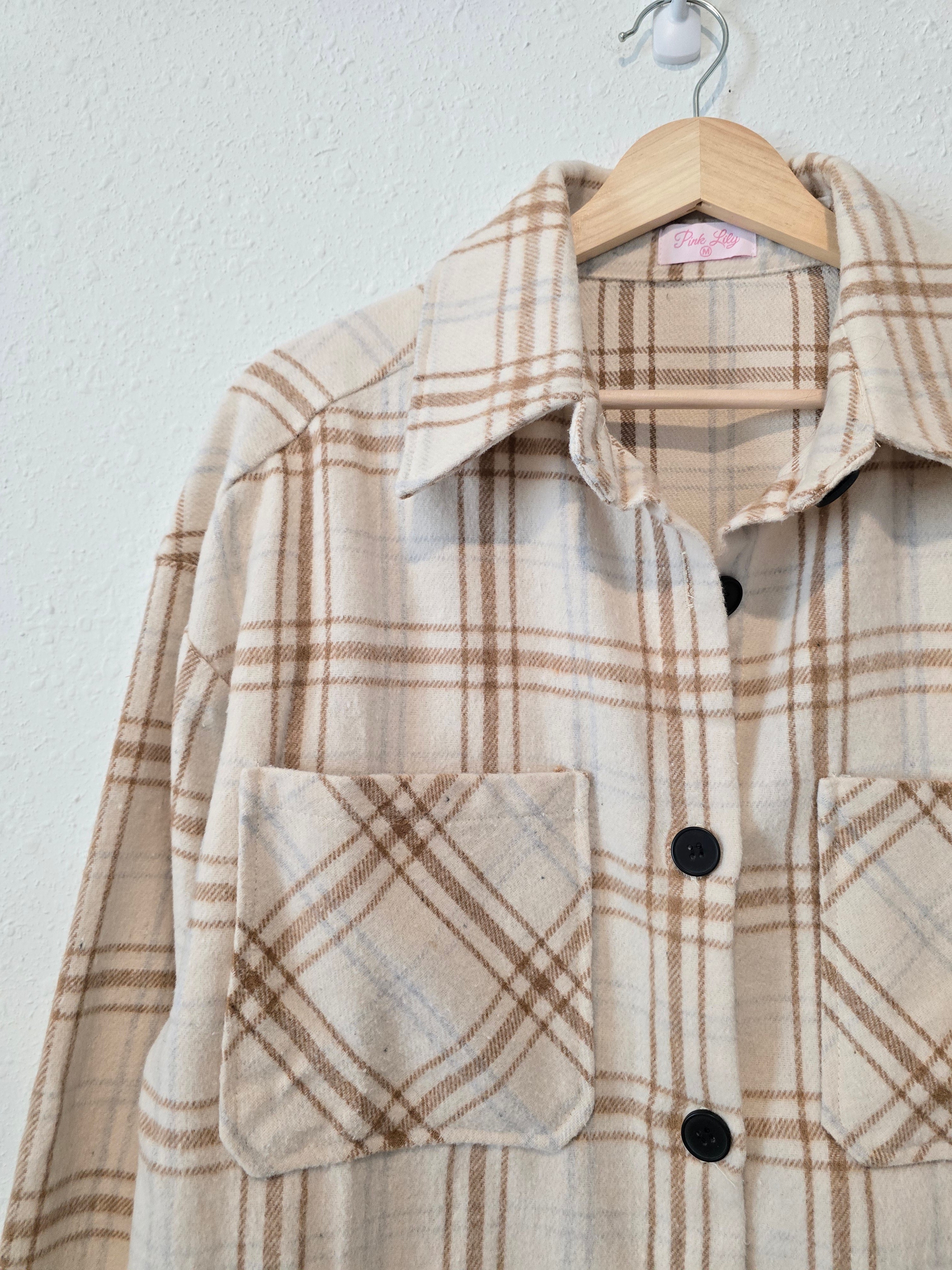 Pink Lily Oversized Plaid Shacket (M)