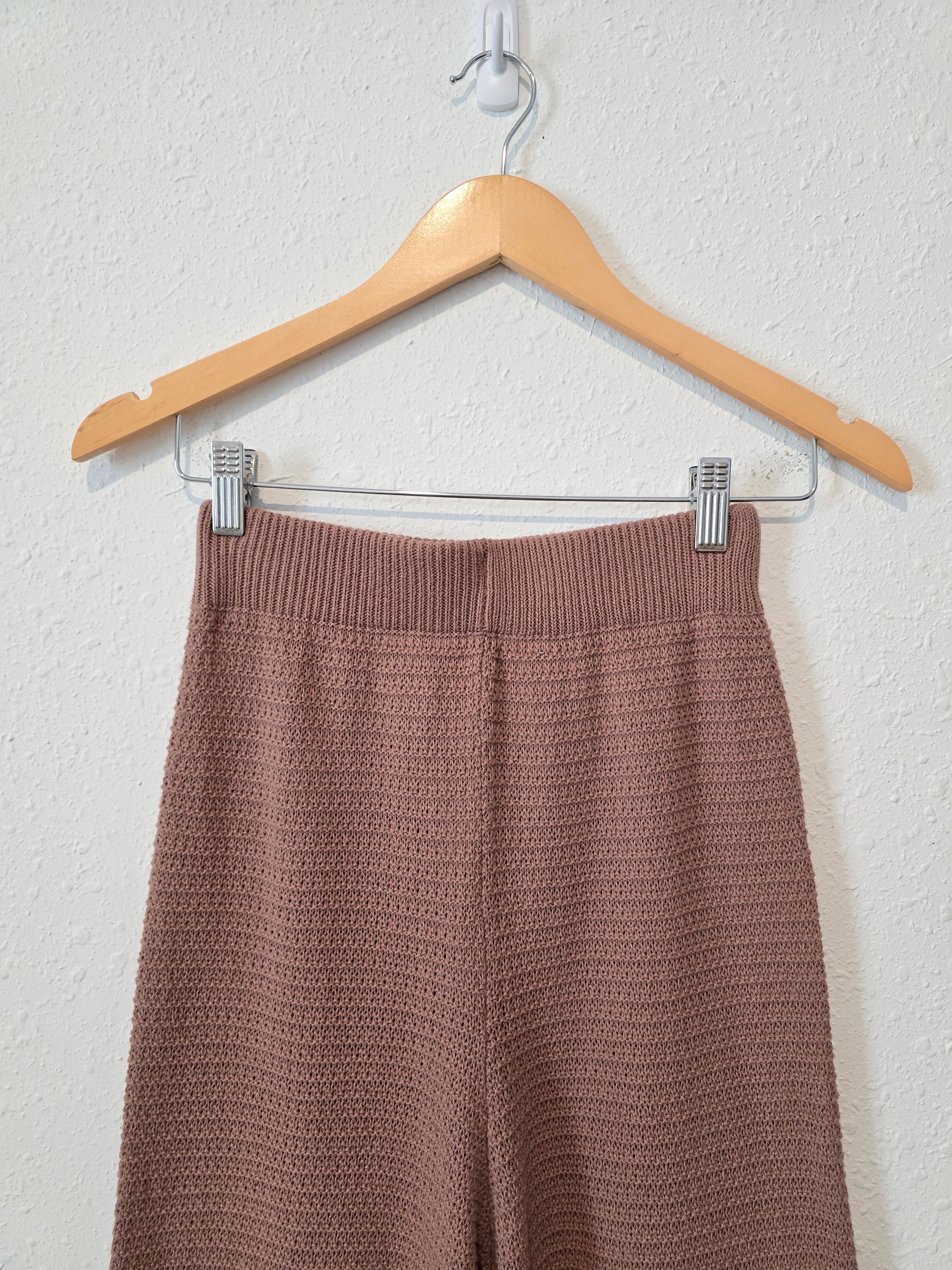 Brown Wide Leg Knit Pants (XS)