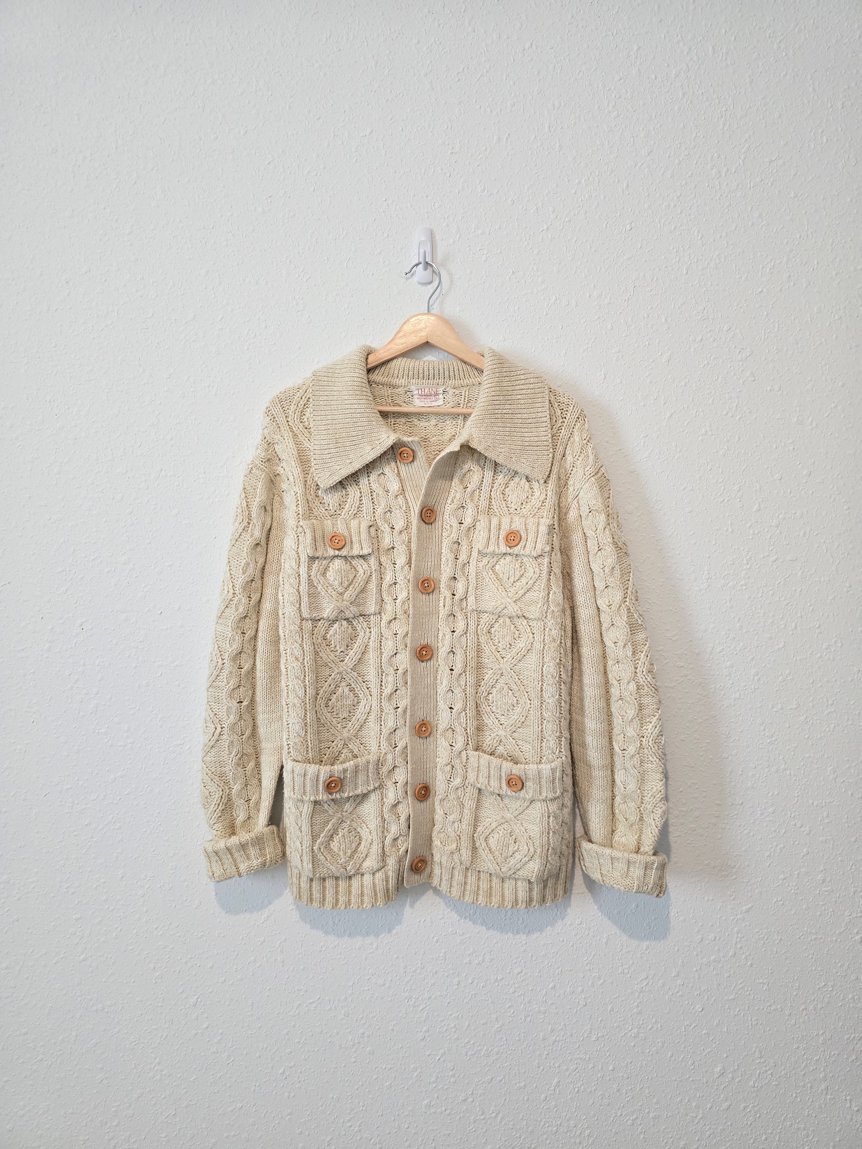 Vintage Chunky Cable Knit Sweater (L)