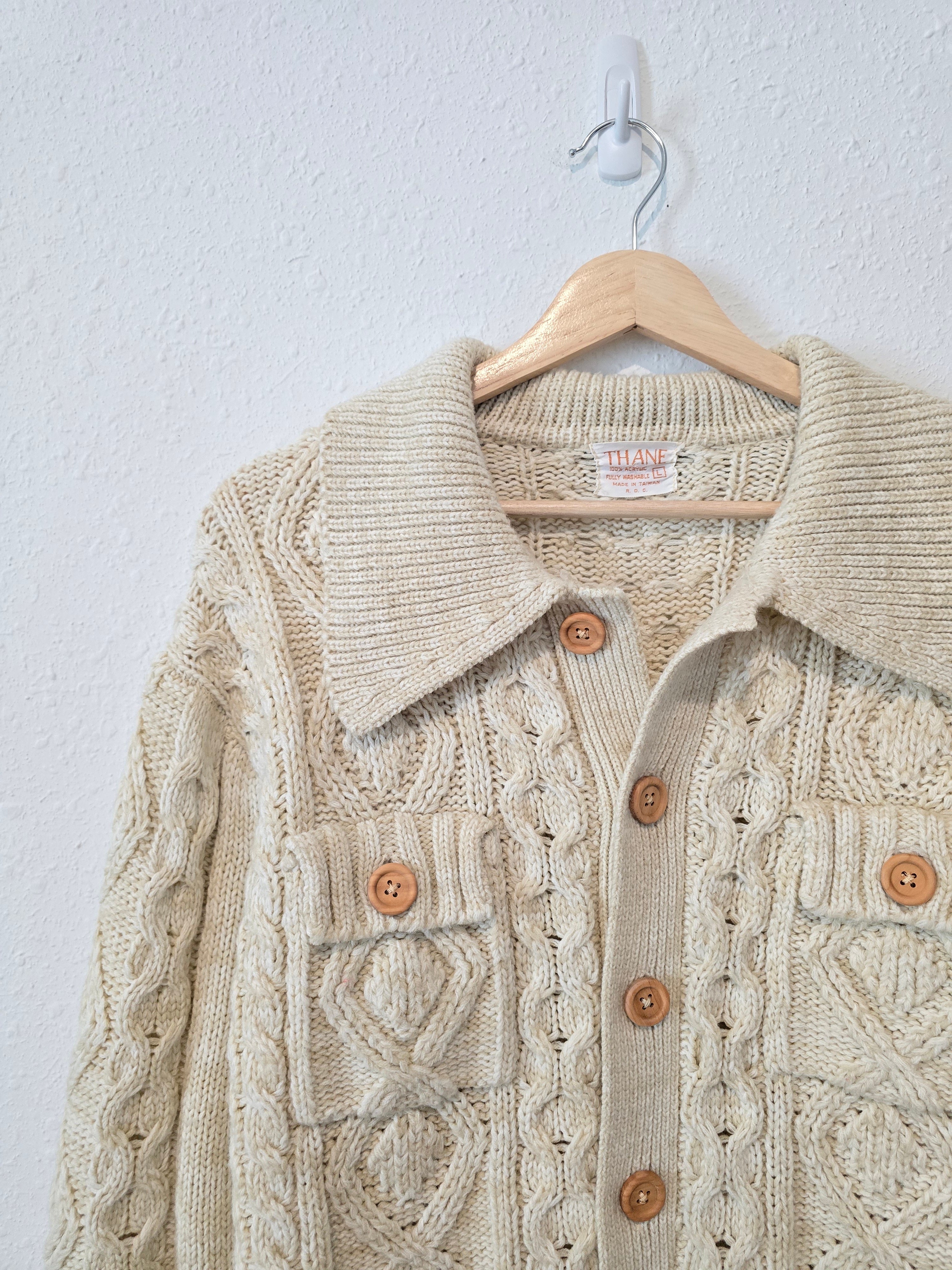 Vintage Chunky Cable Knit Sweater (L)