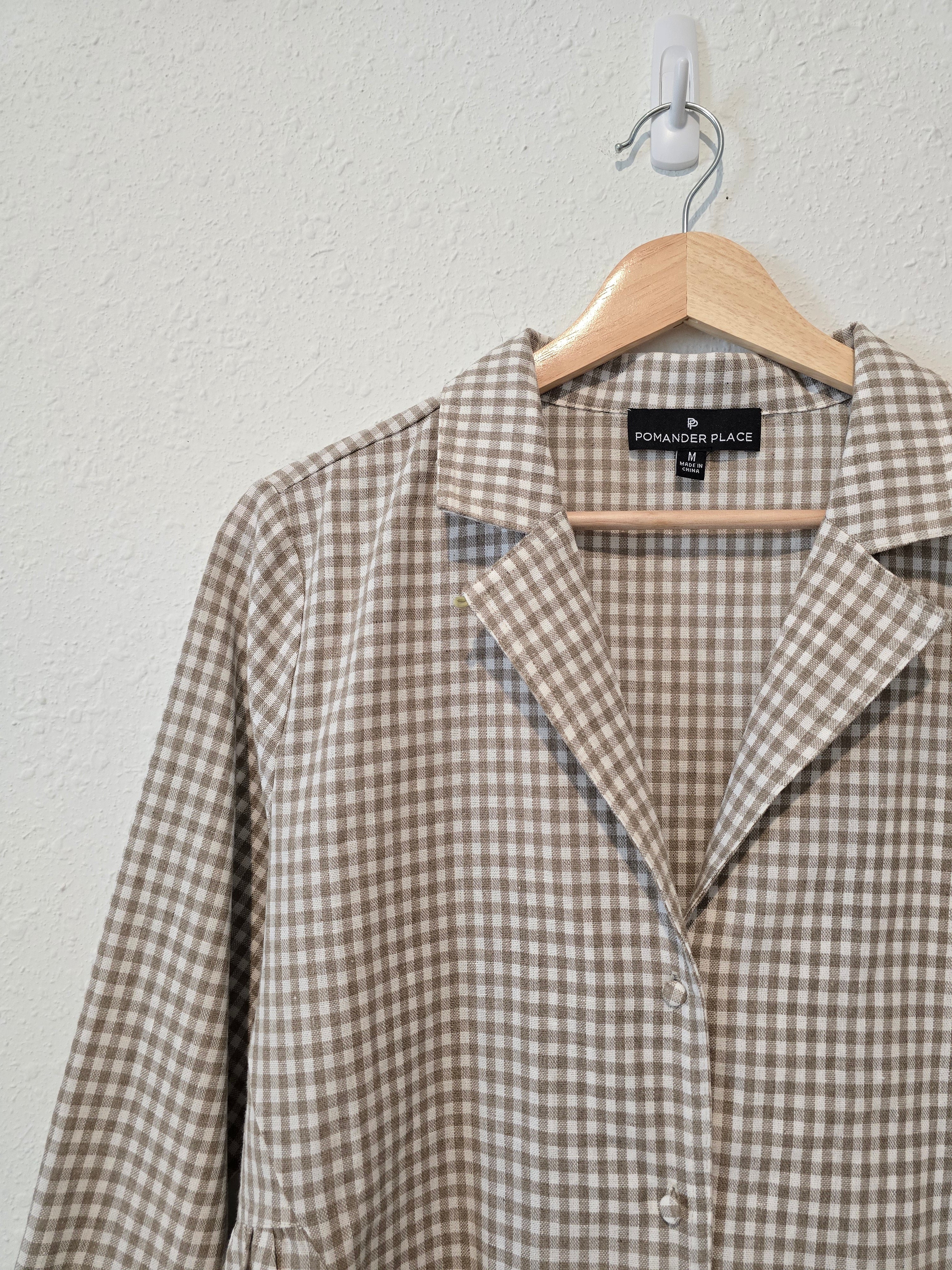 Gingham Cotton Linen Top (M)