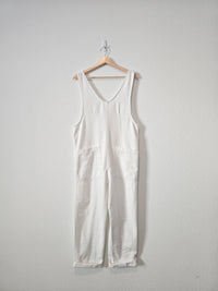 NEW White Relaxed Denim Jumpsuit (S)