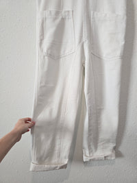 NEW White Relaxed Denim Jumpsuit (S)