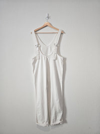 NEW White Relaxed Denim Jumpsuit (S)