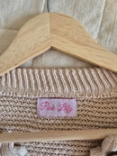 Pink Lily Waffle Henley Sweater (L)
