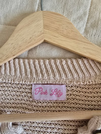 Pink Lily Waffle Henley Sweater (L)