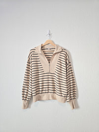 Striped Quarter Zip Pullover (S)