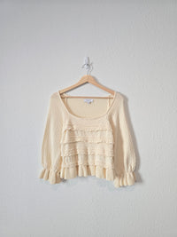 Gilli Cream Ruffle Knit Top (M)