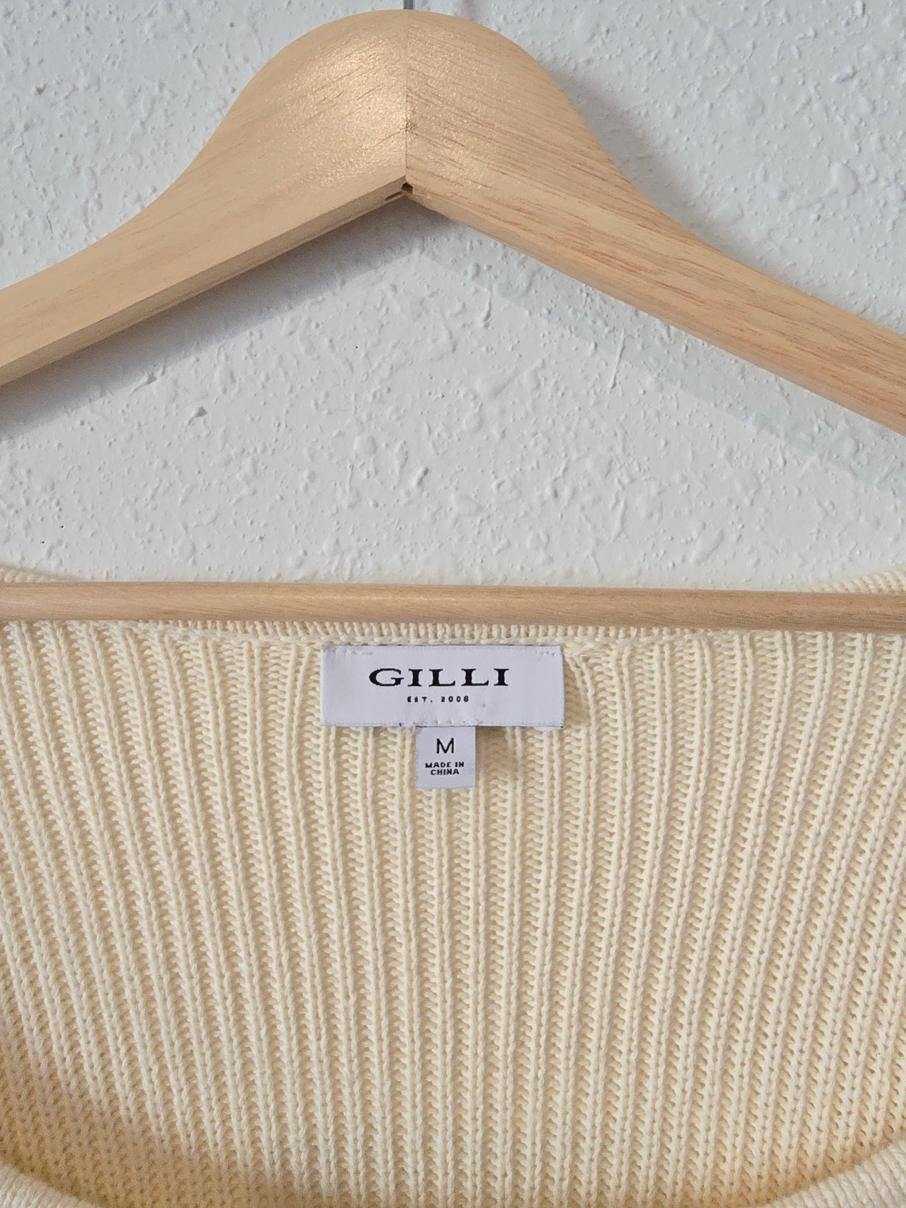 Gilli Cream Ruffle Knit Top (M)