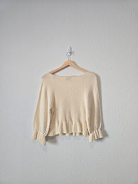 Gilli Cream Ruffle Knit Top (M)
