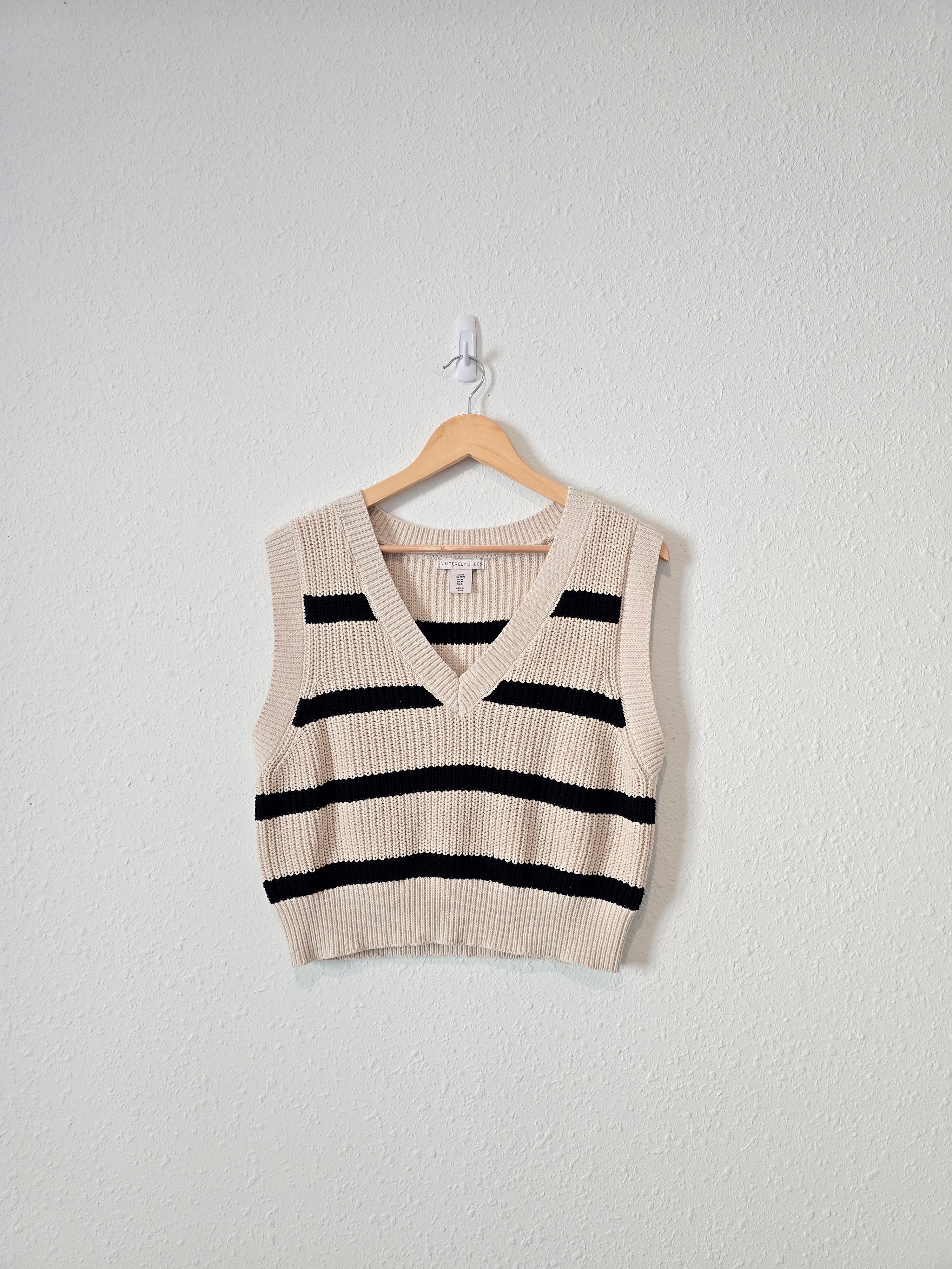 Striped Crop Sweater Vest (M)