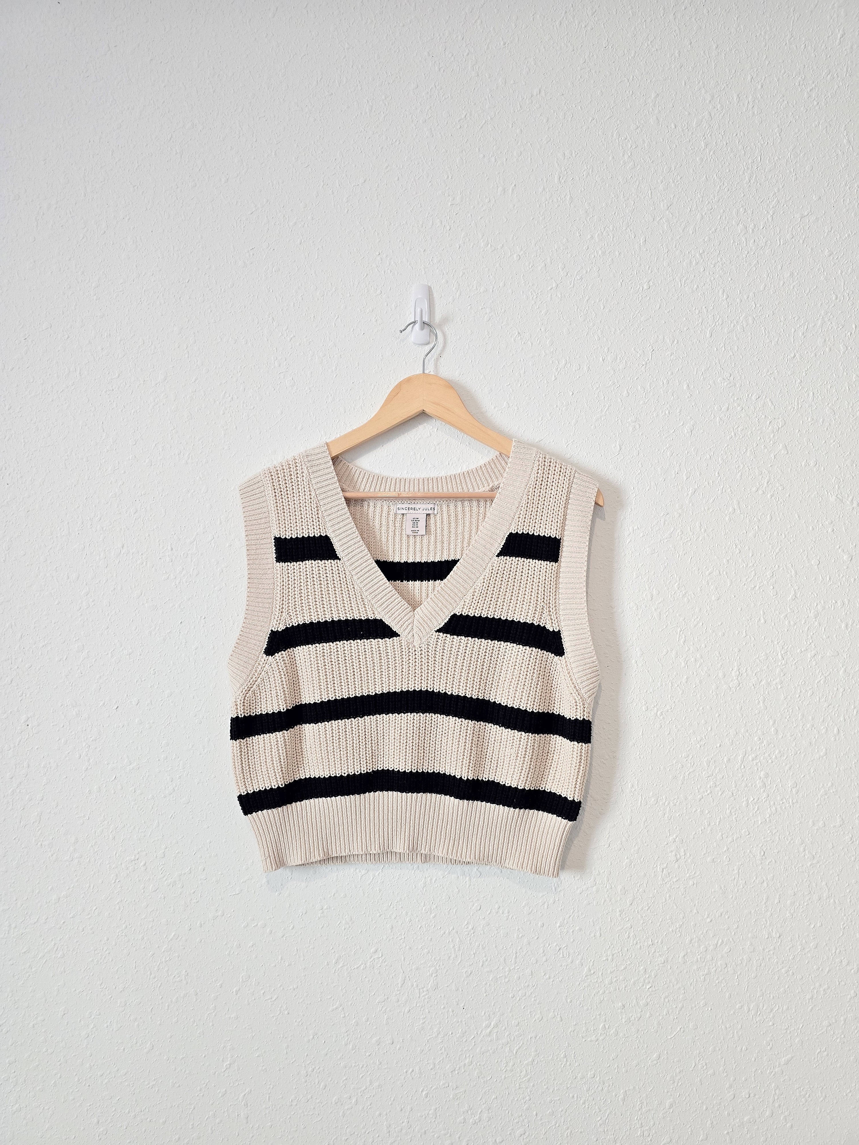 Striped Crop Sweater Vest (M)