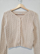 Oat Cable Knit Cropped Sweater (S)