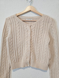Oat Cable Knit Cropped Sweater (S)