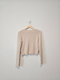 Oat Cable Knit Cropped Sweater (S)