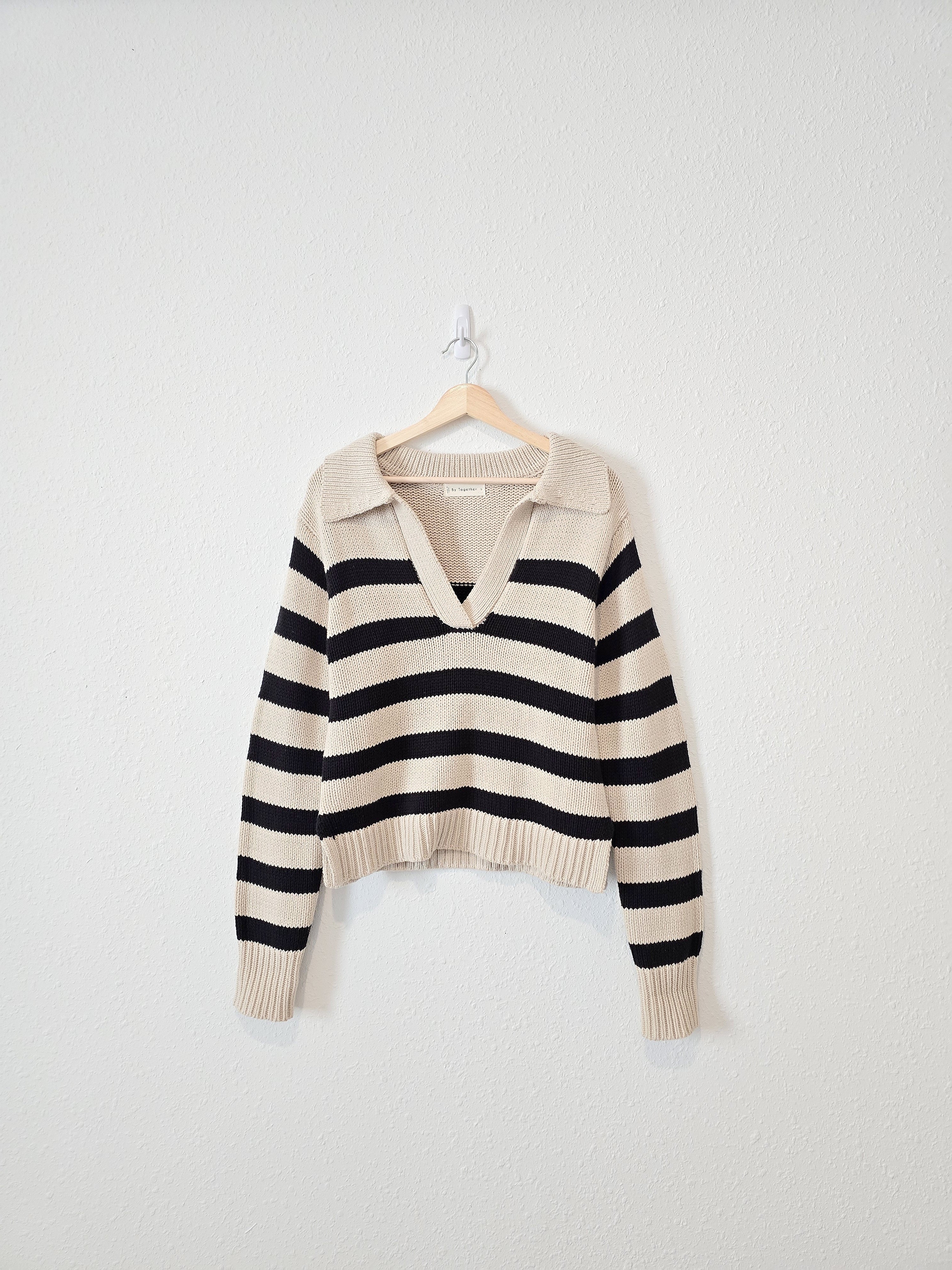 By Together Striped Collared Sweater (S)