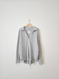 Aerie Gray Waffle Pullover (M)