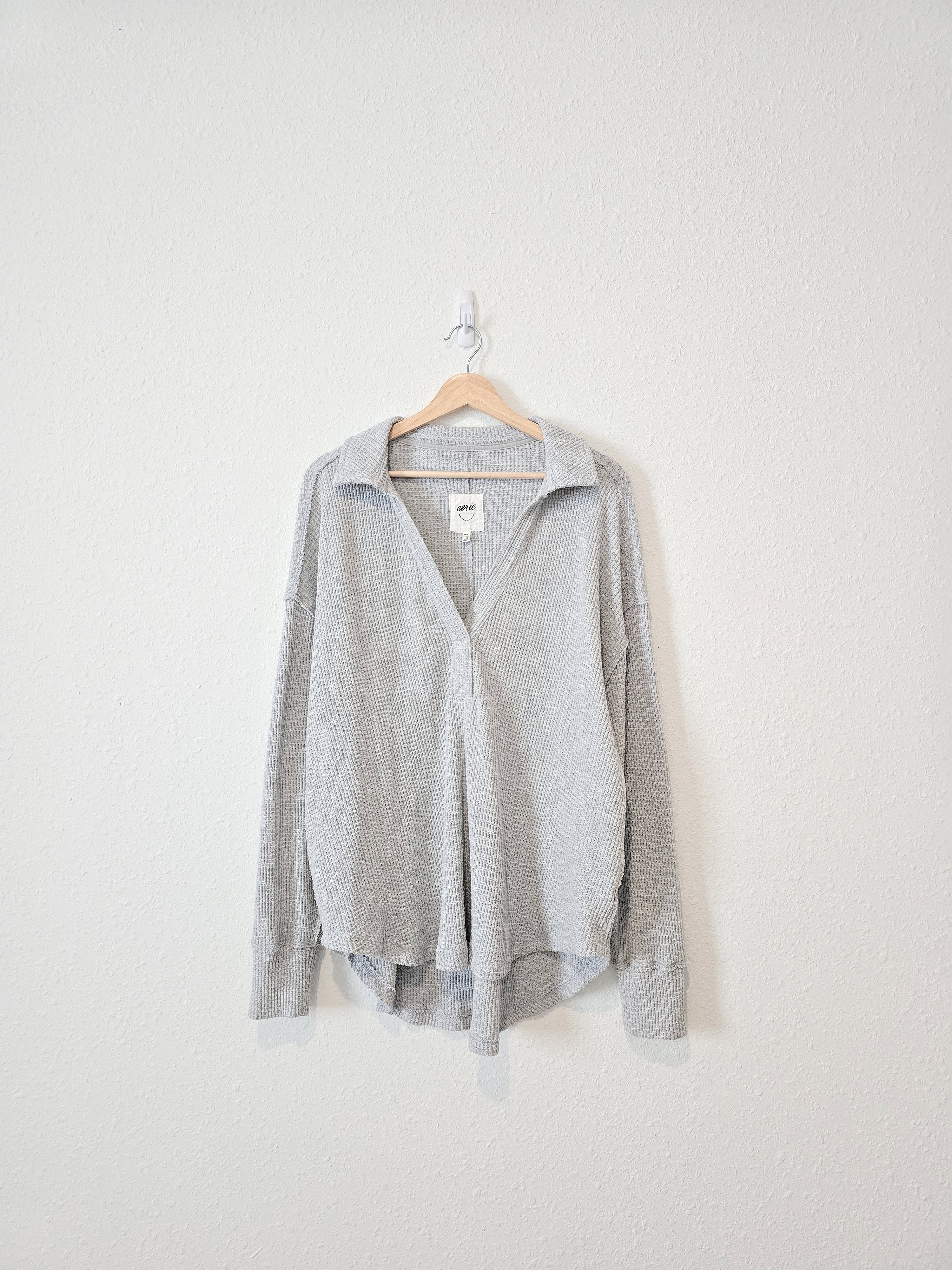 Aerie Gray Waffle Pullover (M)