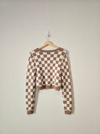 Neutral Checkered Sweater (M)