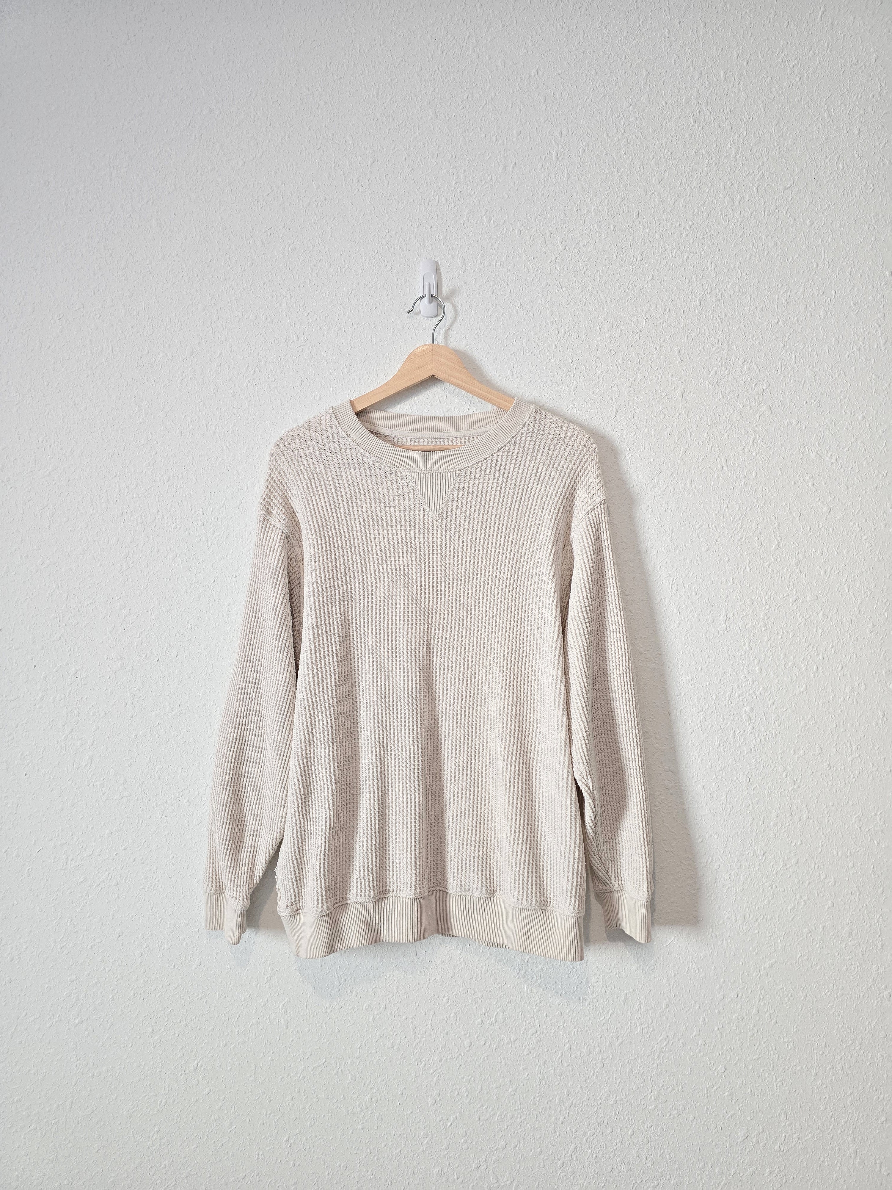 Aerie Oat Waffle Crewneck Sweatshirt (S)