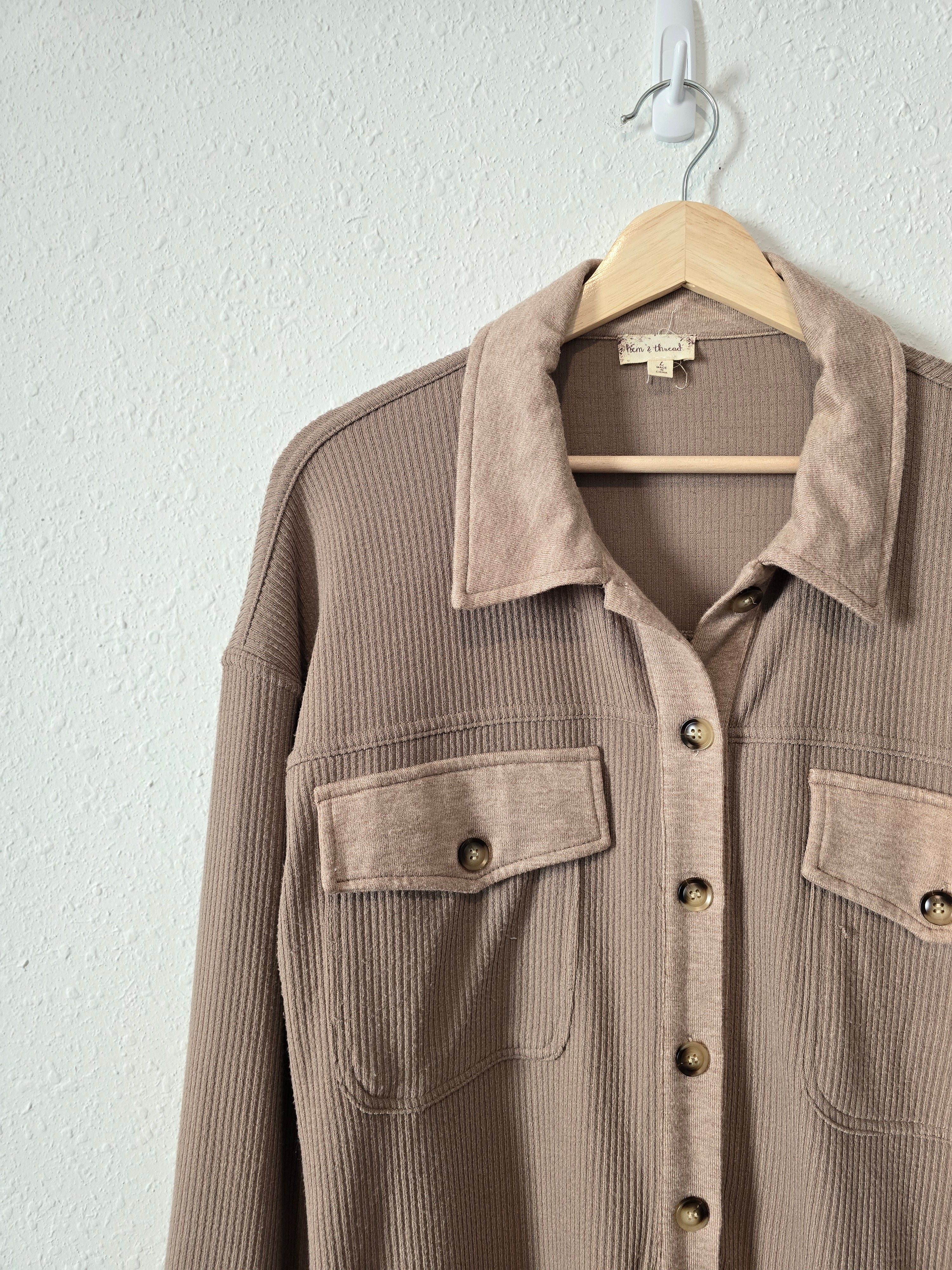 Hem & Thread Ribbed Button Up (L)