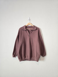 Aerie Brown Rib Quarter Zip Pullover (XS)