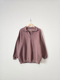 Aerie Brown Rib Quarter Zip Pullover (XS)
